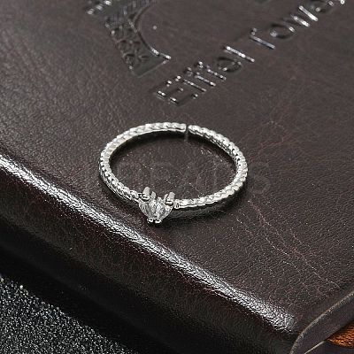 Heart Clear Cubic Zirconia Cuff Rings RJEW-G337-14G-1