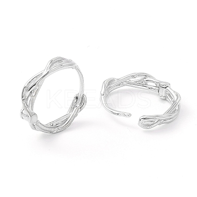 Anti-Tarnish Twisted Rhodium Plated 925 Sterling Silver Small Huggie Hoop Earrings EJEW-I260-37P-1