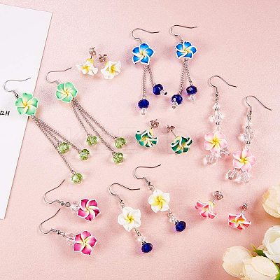 Handmade Polymer Clay 3D Flower Plumeria Beads CLAY-SC0001-02-1
