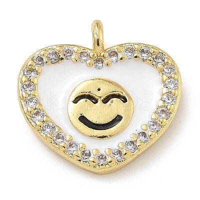 Rack Plating Brass Micro Pave Clear Cubic Zirconia with Enamel Charms KK-G515-12B-1