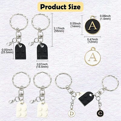 DIY Alphabet Alloy Enamel  & Building Blocks Resin Pendant Keychain Making Kits DIY-CJ0002-80-1