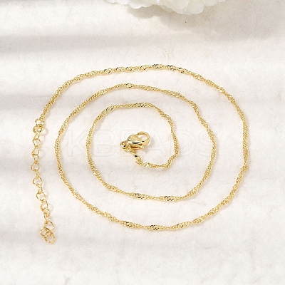 Brass Singapore Chain Necklaces NJEW-D298-01G-1