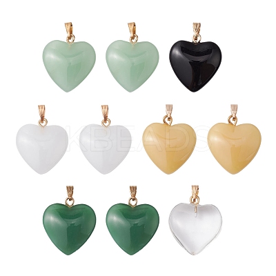 10Pcs 5 Style Spray Painted Glass Pendants GLAA-YW0003-16-1