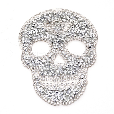 Skull Rhinestone Patches DIY-WH0199-35E-1