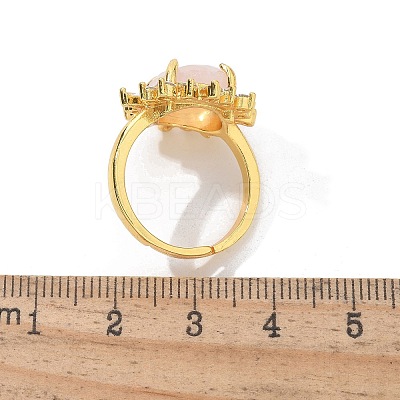 Sunflower Natural Rose Quartz Finger Rings RJEW-B113-03G-09-1