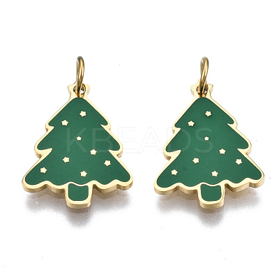 316 Surgical Stainless Steel Enamel Pendants STAS-S116-338G-1