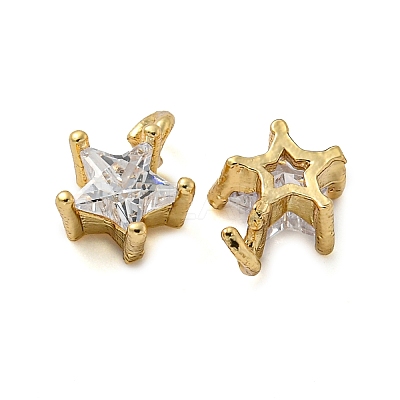 Rack Plating Brass Micro Pave Clear Cubic Zirconia Charms KK-Z045-13G-1