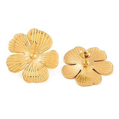 Ion Plating(IP) Flower 304 Stainless Steel Stud Earrings for Women EJEW-L272-031G-03-1