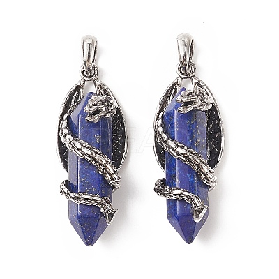 Natural Lapis Lazuli Pointed Pendants G-C051-01A-1