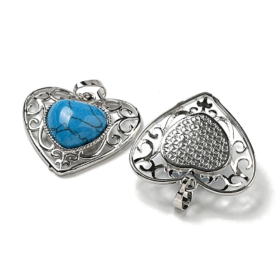 Synthetic BlueTurquoise Peach Love Heart Pendants G-G158-01F-1