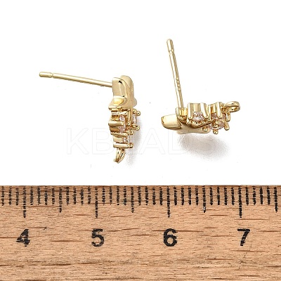 Brass with Cubic Zirconia Stud Earring Finding LS-KK-Q048-14G-1