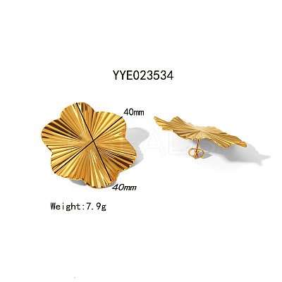 Vintage Exaggerated Stainless Steel Flower Stud Earrings QO2970-2-1