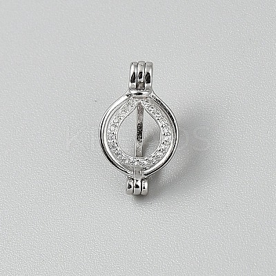 Sterling Silver Bead Cage Pendants STER-WH0008-86-1
