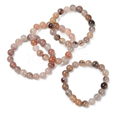 10MM Natural Quartz Round Beaded Stretch Bracelets for Women BJEW-G756-02A-1