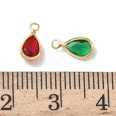 Brass with Cubic Zirconia & Glass Pendants KK-Z136-14G-1