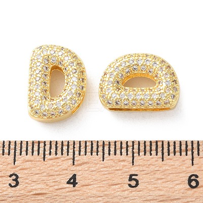 Rack Plating Brass Micro Pave Cubic Zirconia Slide Charms KK-C084-34G-D-1