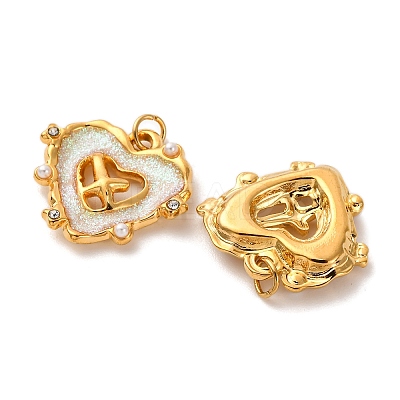 304 Stainless Steel Enamel Pendants STAS-U061-21G-01-1