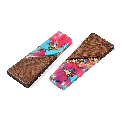 Opaque Resin & Walnut Wood Pendants RESI-T058-04I-1
