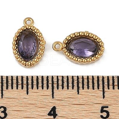 Ion Plating(IP) 304 Stainless Steel Micro Pave Cubic Zirconia Charms X-STAS-K256-19G-1
