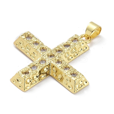 Rack Plating Brass Micro Pave Cubic Zirconia Pendants KK-K341-46G-1