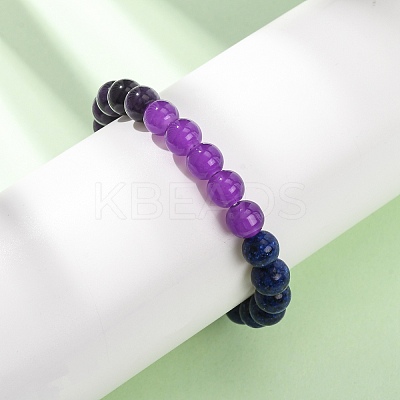 Natural Picture Jasper & African Turquoise & Glass Beads Stretch Bracelets for Women Men BJEW-P398-01E-1