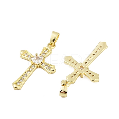 Brass Micro Pave Clear Cubic Zirconia Pendants KK-L235-01B-G-1