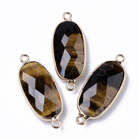 Natural Tiger Eye Links Connectors G-R472-03D-1