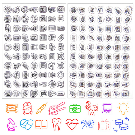 2Pcs 2 Styles Daily Theme Transparent Silicone Stamps Set DIY-CP0009-61-1