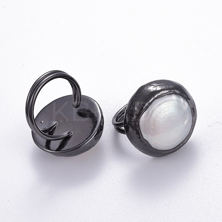 Natural Pearl Adjustable Rings RJEW-E161-01B-1