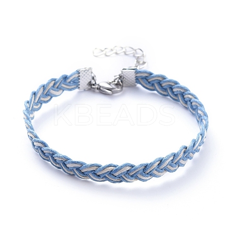 Unisex Waxed Cotton Cord Bracelets BJEW-JB05140-02-1