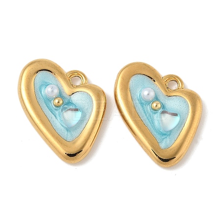 304 Stainless Steel Enamel Pendants STAS-U057-30G-1