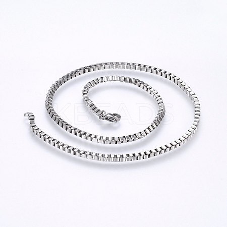 Non-Tarnish 304 Stainless Steel Box Chain Necklaces NJEW-F226-05P-05-1
