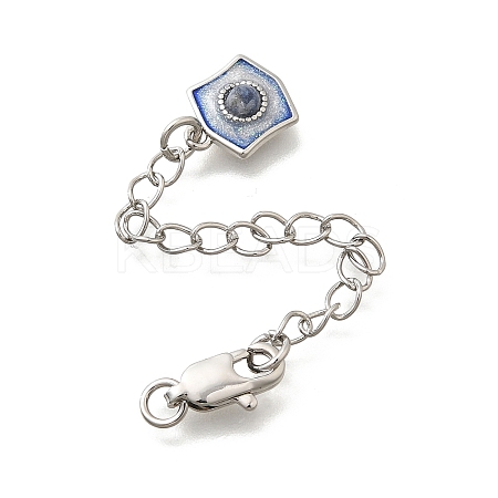Brass Natural Lapis Lazuli Ends with Chain KK-K398-09P-1