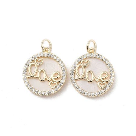 Brass Pendants Pave Shell KK-L208-75G-1