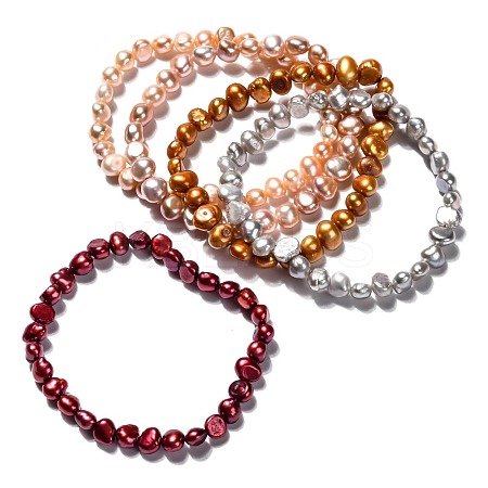 Dyed Natural Cultured Freshwater Pearl Beads Stretch Bracelets BJEW-JB05893-1