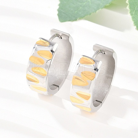 304 Stainless Steel Two Tone Hoop Earrings EJEW-L307-01GP-1