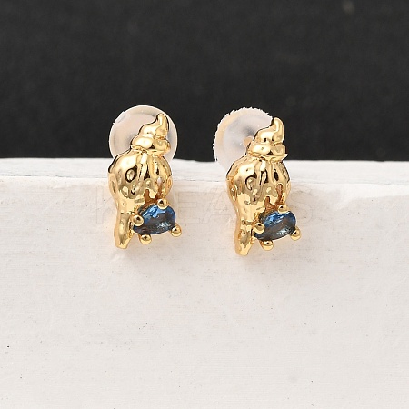 Brass Stud Earrings EJEW-C158-11C-G-1