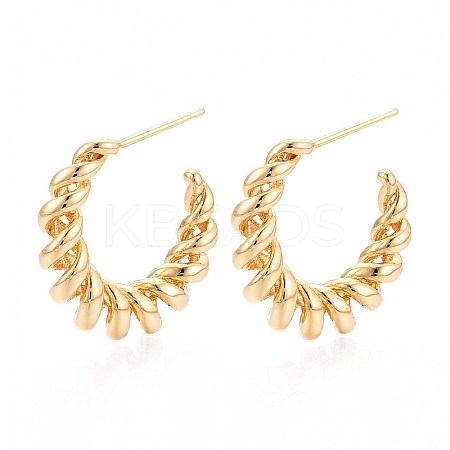 Swirl C-Shaped Brass Stud Earrings EJEW-T047-91G-1