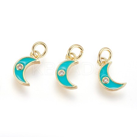 Brass Micro Pave Cubic Zirconia Charms ZIRC-G150-08G-04-1