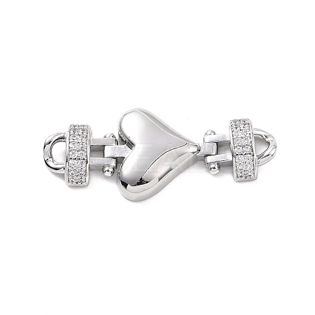 Eco-friendly Rack Plating Brass Micro Pave Clear Cubic Zirconia Connector Charms KK-F843-05P-1