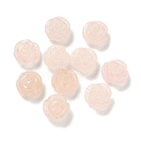 Natural Rose Quartz Carved Flower Scattered Beads G-O156-B-38-1