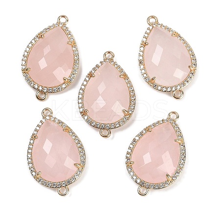 Natural Rose Quartz Faceted Teardrop Links G-B126-03G-01-1