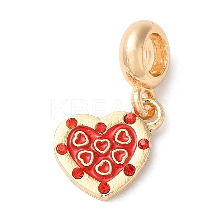 Rack Plating Alloy Light Siam Rhinestone European Dangle Charms PALLOY-S189-23G-1