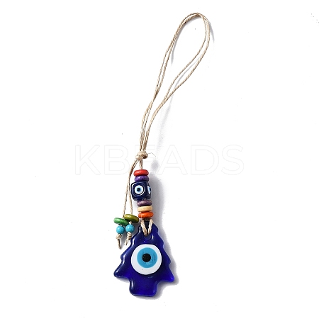Glass Evil Eye Pendant Decorations HJEW-WH0006-53-1