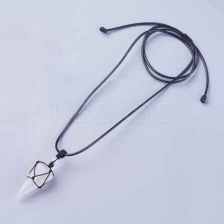 Natural Quartz Crystal Pendants Necklaces NJEW-E140-A11-1