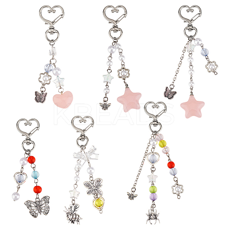 Heart Star Butterfly Acrylic Pendant Decoration HJEW-PH01943-1