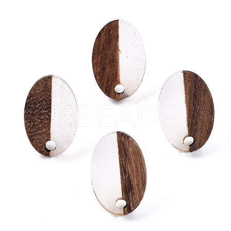 Resin & Walnut Wood Stud Earring Findings LS-MAK-N032-004A-A01-1