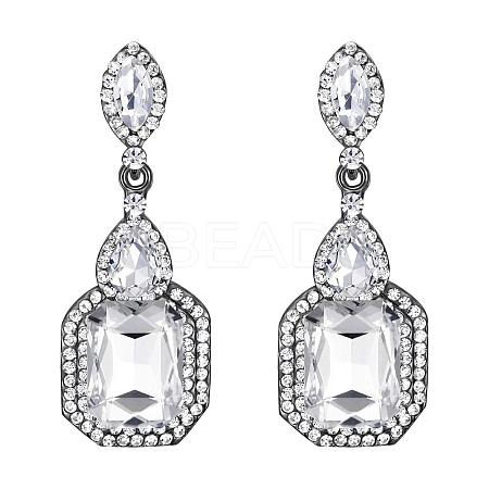 Brass Rhinestone Dangle Stud Earrings FS-WG9D6B6-16-1