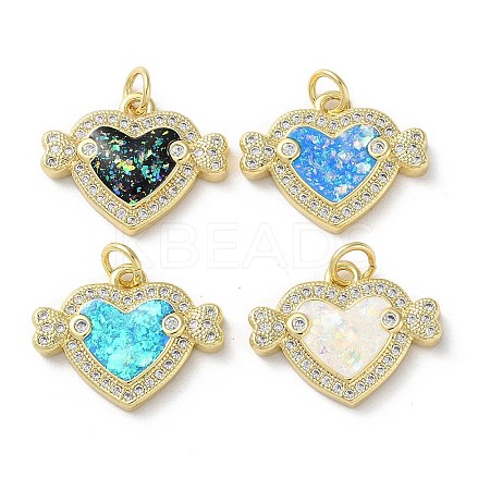 Brass Micro Pave Clear Cubic Zirconia Pendants KK-C045-36G-1