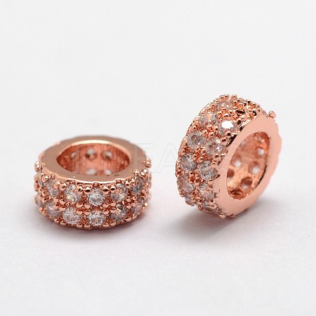 Brass Micro Pave Cubic Zirconia European Beads ZIRC-D113-31RG-FF-1